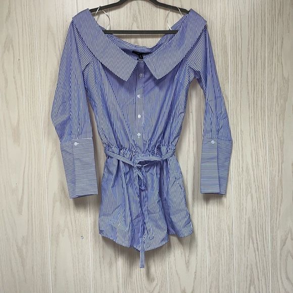 Romeo and Juliet Off Shoulder Stripe Romper Medium - Picture 4 of 6